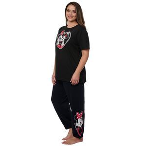 Minnie & Minnie Mouse Heart T-Shirt w/ Disney Fleece Jogger Pants Plus Size Set